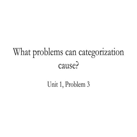 What problems can categorization cause?