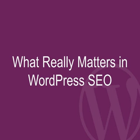 What Really Matters in WordPress SEO
