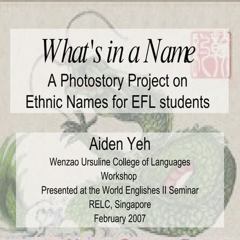 What's in a name Workshop | PPT
