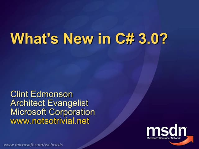 Whats New In C# 3.0