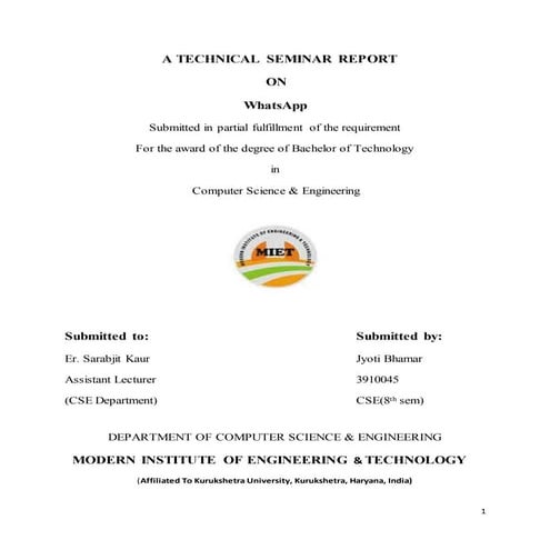 Whatsapp seminar-report