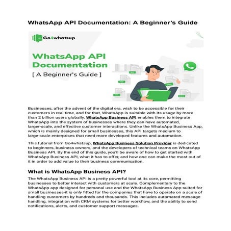 WhatsApp API Documentation: A Beginner’s Guide