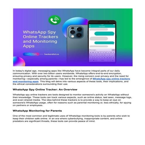 WhatsApp Spy Online Trackers and Monitoring Apps | PDF