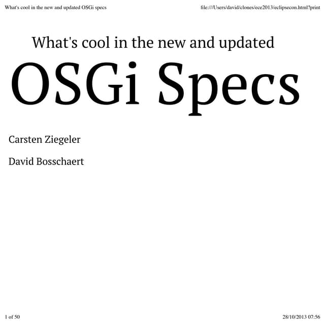 What's cool in the new and updated OSGi specs