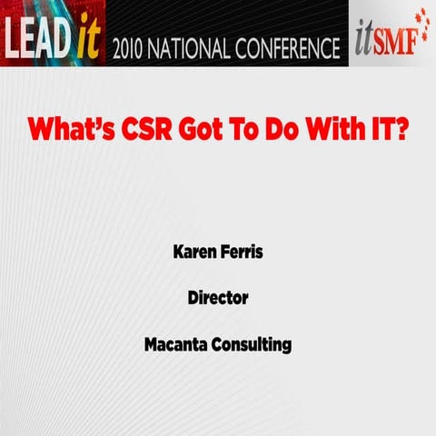 What's CSR Got To Do With IT? (2010)