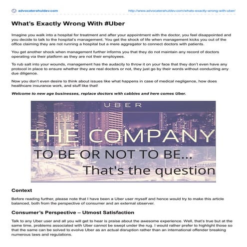 Whats exactly wrong with Uber - Legal Issues in Marketplace Services Business...