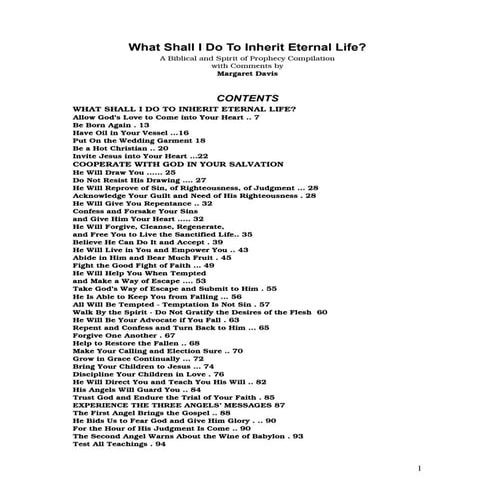 What shall i do to inherit eternal life-Margaret Davis