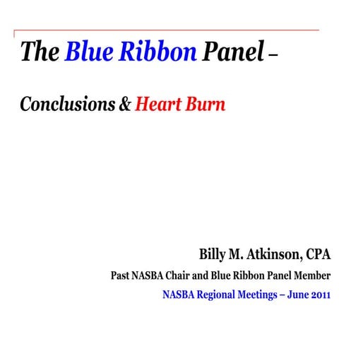 What's Happening with Private Company Standards - Blue Ribbon Panel - Billy Atkinson - Thursday - Regionals 2011