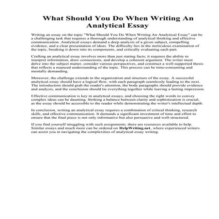 What Should You Do When Writing An Analytical Essay.pdf
