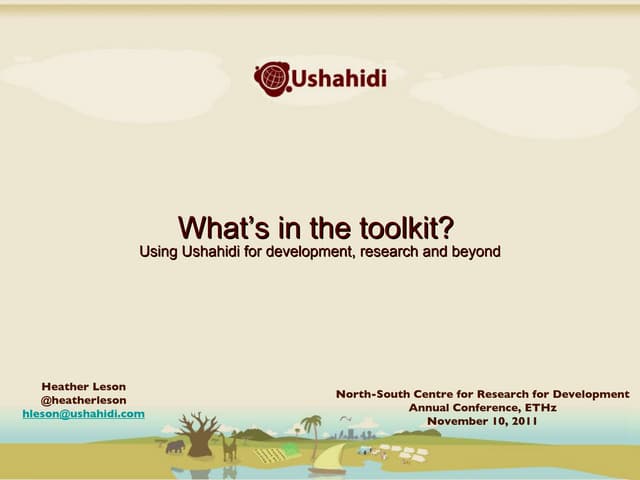 What's in the toolkit (Ushahidi at ETHz)