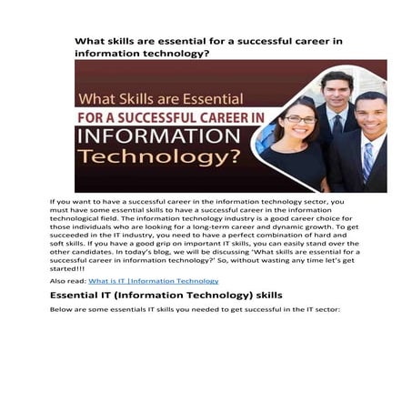 What skills are essential for a successful career in information technology.docx