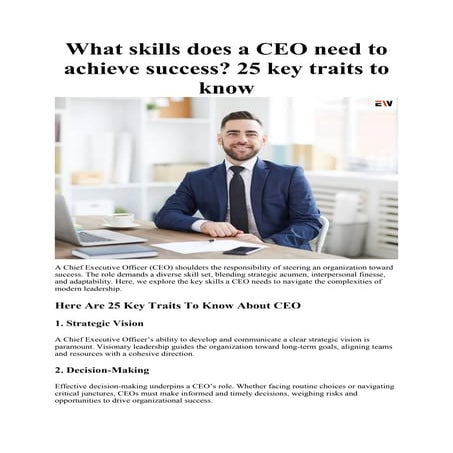 Leadership qualities of a successful chief executive officer(ceo ...
