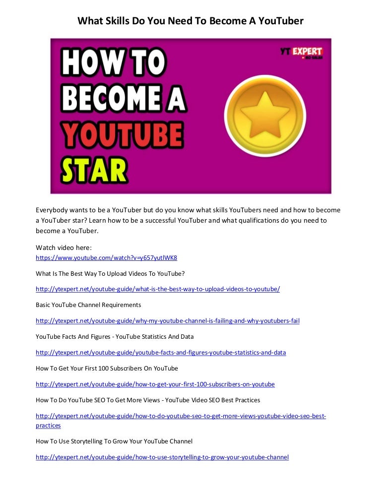 What skills do you need to a youtuber