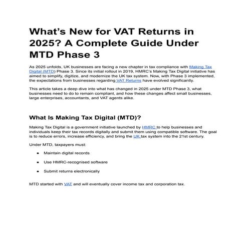 VAT Returns in 2025: What UK Businesses Must Know About MTD Phase 3