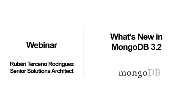 Webinar : Nouveautés de MongoDB 3.2