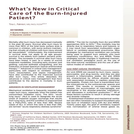 What's new in critical care of the burn injured patient