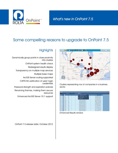 What's new in OnPoint 7.5
