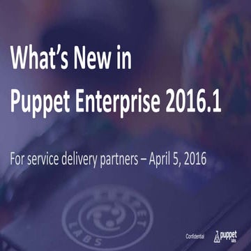 What's New in Puppet Enterprise 2016.1 SDP partner release webinar
