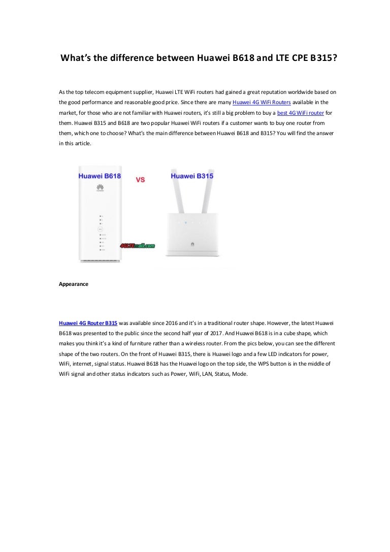What S The Difference Between Huawei B618 And B315 Lte Cpe