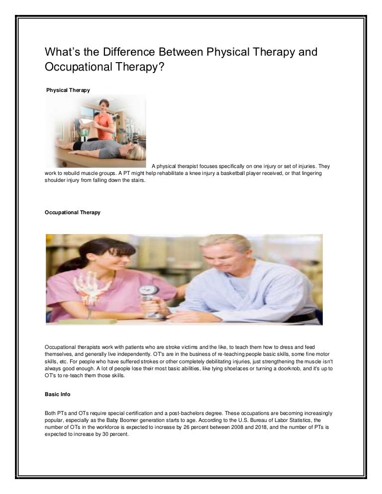 What’s the Difference Between Physical Therapy and Occupational Thera…