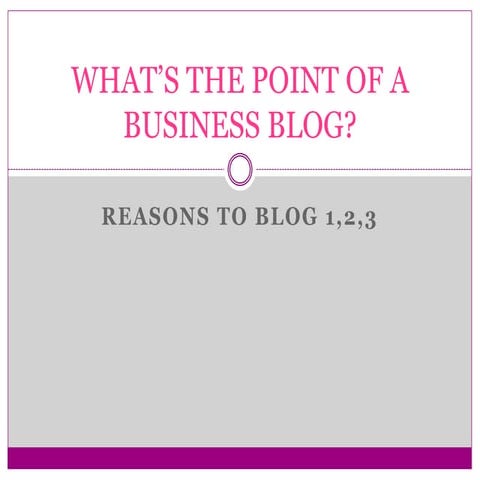 What’s the point of a business blog