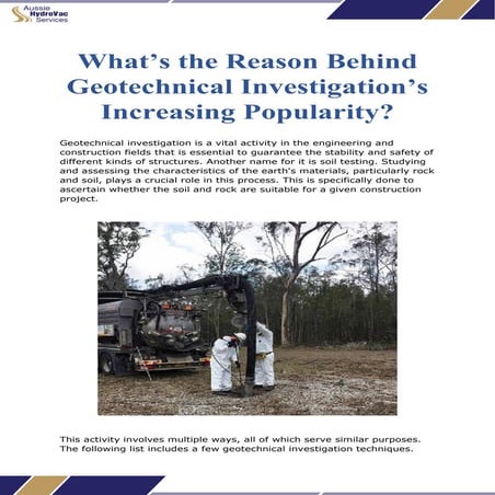 What’s the Reason Behind Geotechnical Investigation’s Increasing Popularity?