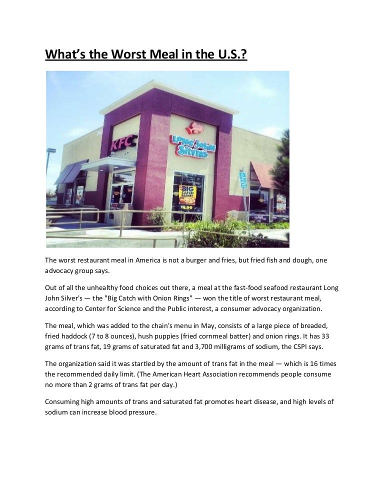 What S The Worst Meal In The U S