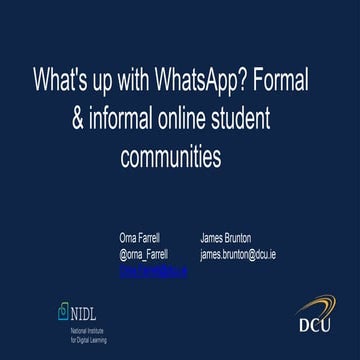 Whats up with whats app? Formal and informal online student communities
