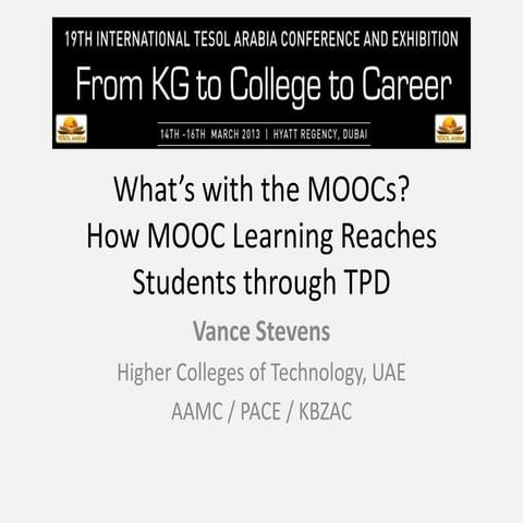 How MOOC learning reaches students through TPD