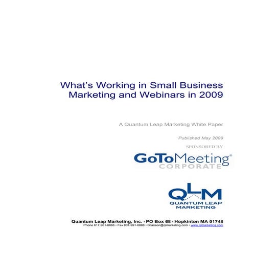 What's Working in Small Business Marketing and Webinars