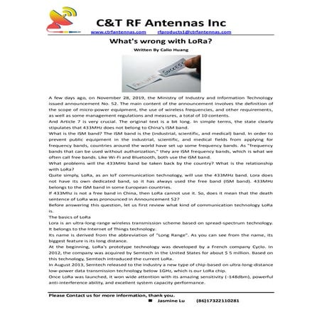 What's wrong with Lora? -- C&T RF Antennas Inc