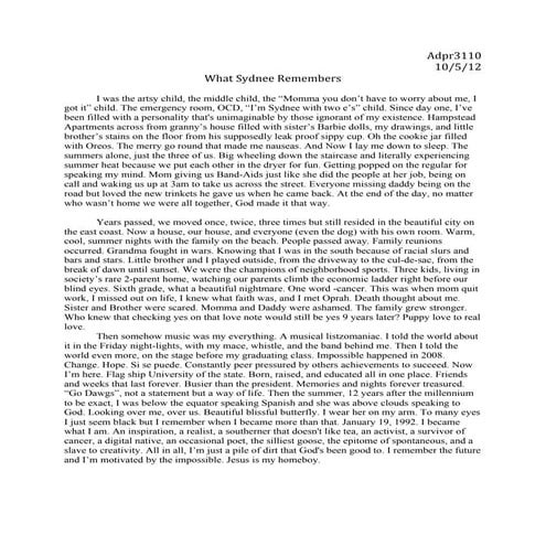 What Sydnee remembers