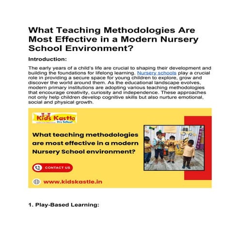 What Teaching Methodologies Are Most Effective in a Modern Nursery ...