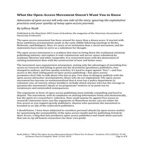 What the open access movement doesn't want you to know