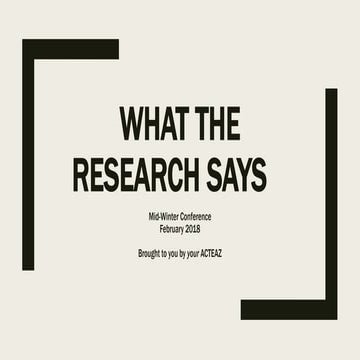 What The Research Says - 2018