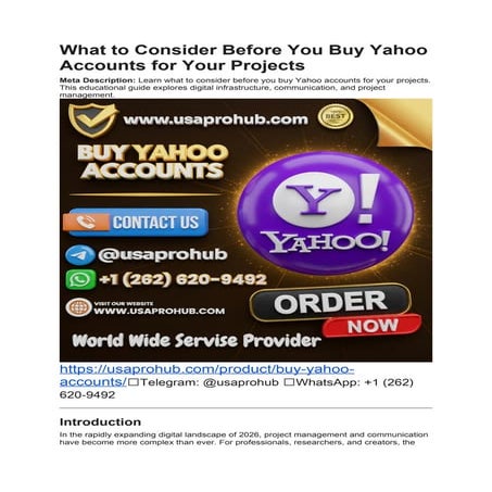 Strategic Considerations for Buying Yahoo Accounts in 2026 Projects | DOCX