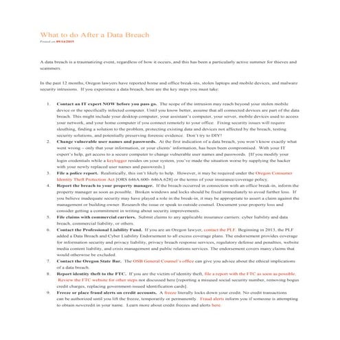 What to do after a data breach