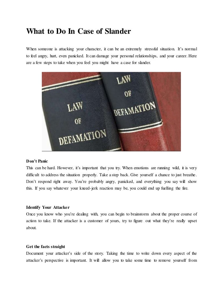 What to Do In Case Of Slander