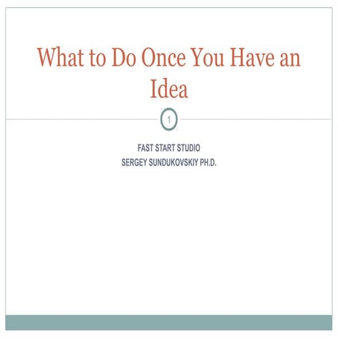 What to do once you have an idea