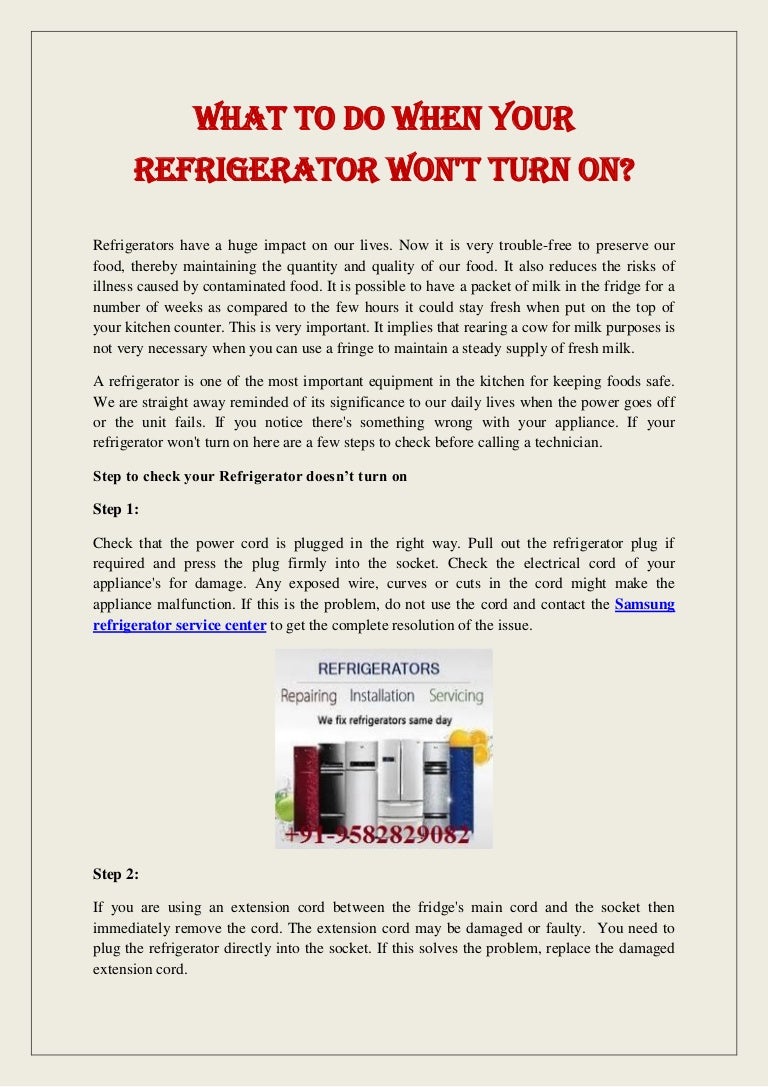 What To Do When Your Refrigerator Won't Turn On?