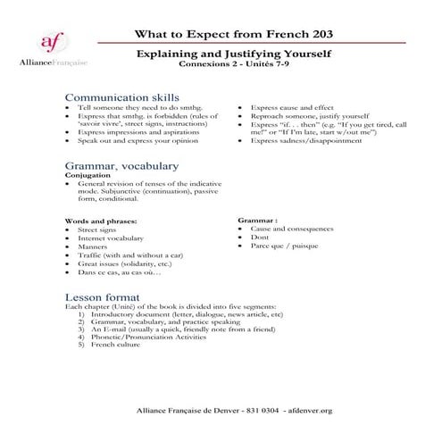 What to expect from french 203