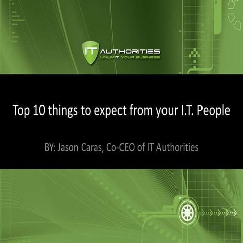 What to expect from your IT People
