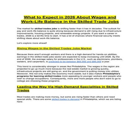 Skilled Trades Jobs in 2026: Better Pay, Balance & Tech Opportunities
