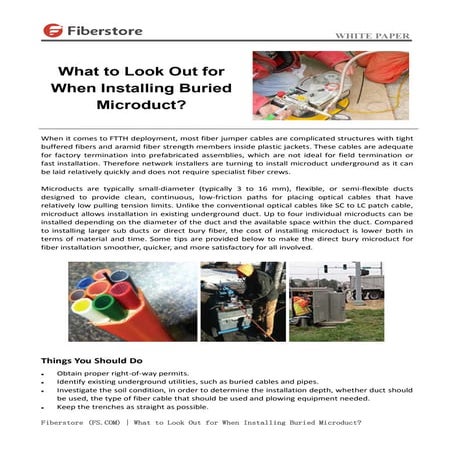 What to look out for when installing buried microduct