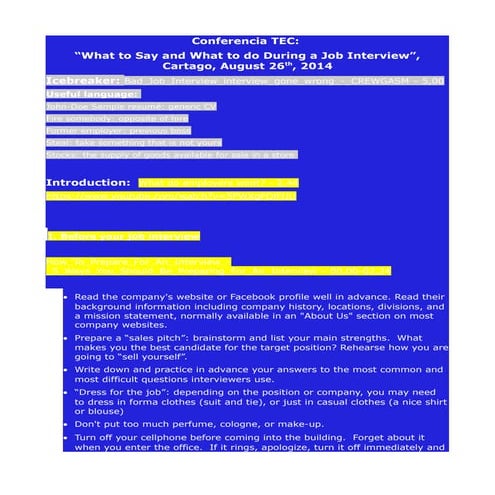 What to say, what to do during a job interview