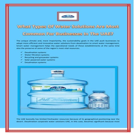 What Types Of Water Solutions Are Most Common For Businesses In The UAE