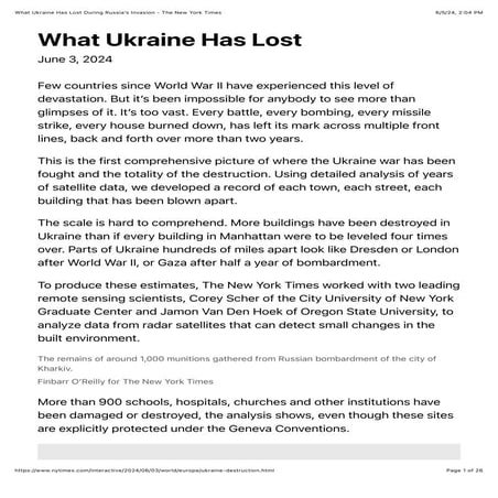 What Ukraine Has Lost During Russia’s Invasion