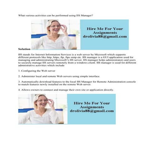 What various activities can be performed using IIS Manager-SolutionIIS.docx