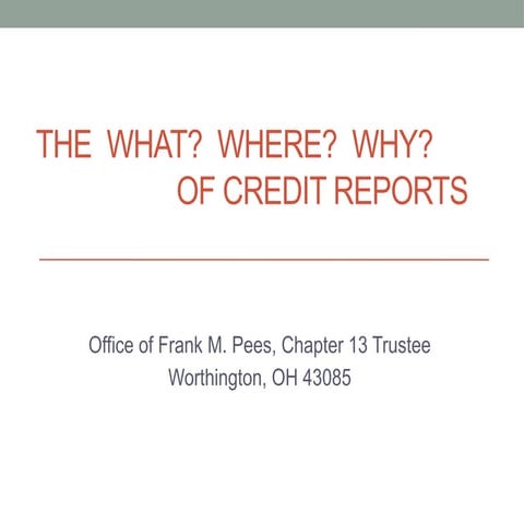 What Where Why Of Credit Reports of a company