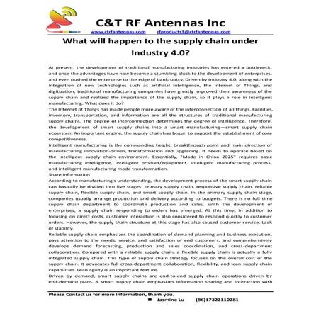 What will happen to the supply chain under industry 4.0? -- C&T RF Antennas Inc